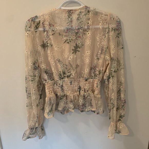 Guess XS Sheer Top with floral and lace pattern. - Picture 2 of 5